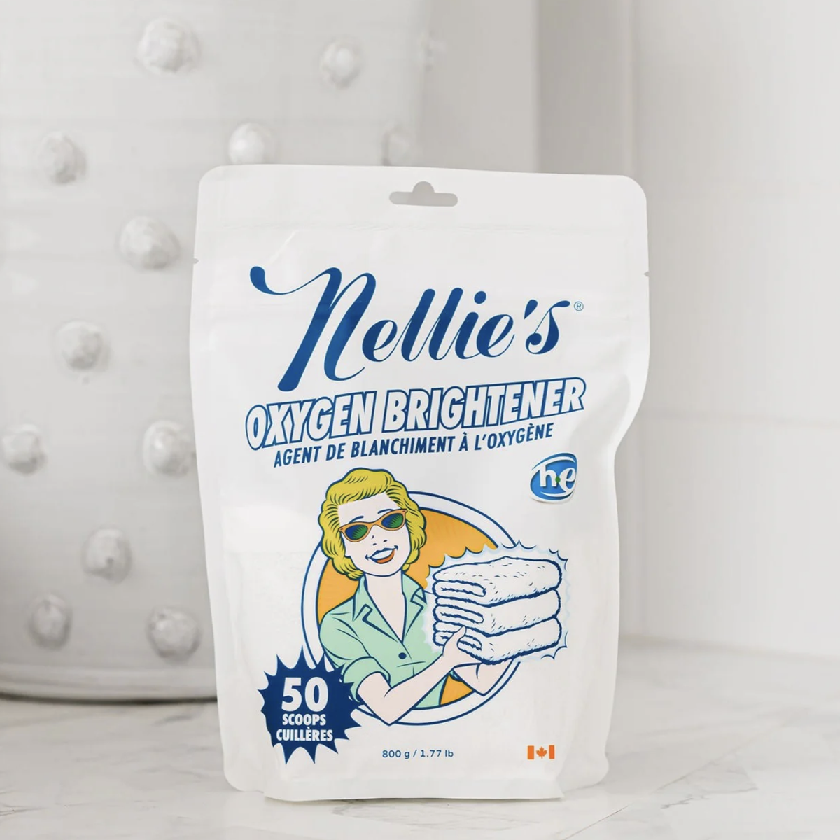 Nellie's Oxygen Brightener by TIBA-TIBA. 50 load pouch of natural, organic, septic-safe alternative to bleach to brighten your laundry in Bali.