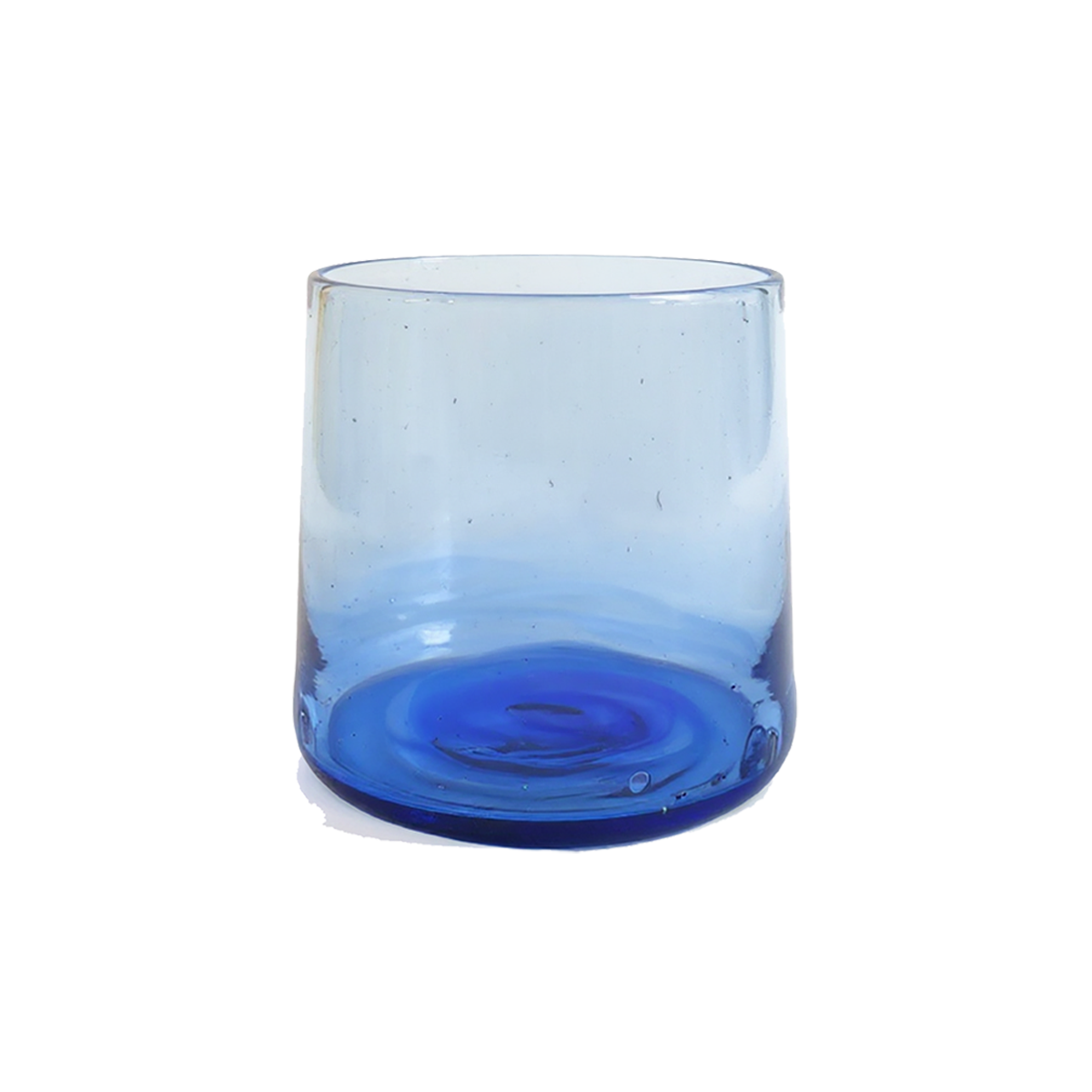 Tube Short Tumbler by TIBA-TIBA – sustainable, unique, hand-blown in Bali blue coloured glass for tropical cocktails.