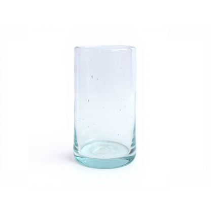 Clear recycled glass Tube Tall Tumbler – hand-blown sustainable glassware by TIBA-TIBA, perfect for modern table settings.