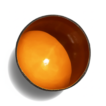 Dots Coloured Coconut Bowls by TIBA-TIBA – Apricot Orange painted coconut bowl, modern, Balinese, colourful bowl, top view