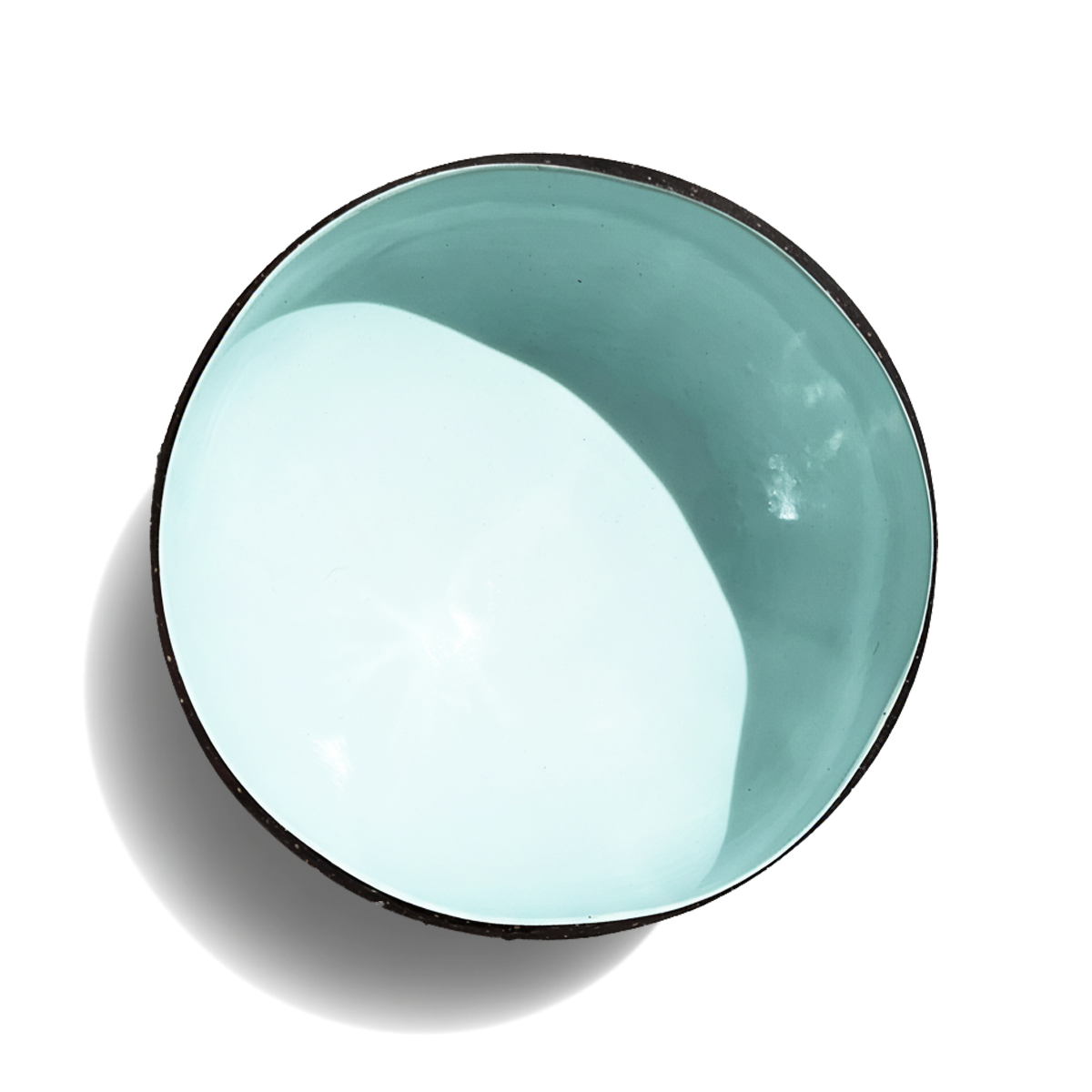 Dots Coloured Coconut Bowls by TIBA-TIBA – Astral Blue painted coconut bowl, modern, hand-painted, colourful bowl, top view
