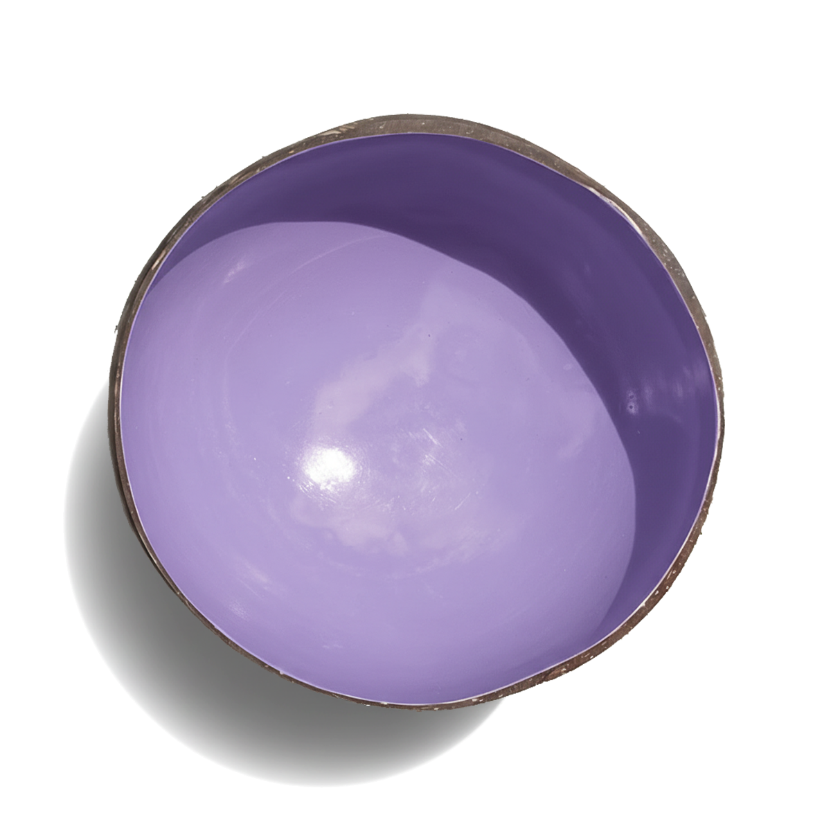 Dots Coloured Coconut Bowls by TIBA-TIBA – Lilac Purple painted coconut bowl, modern, hand-painted, natural bowl, top view