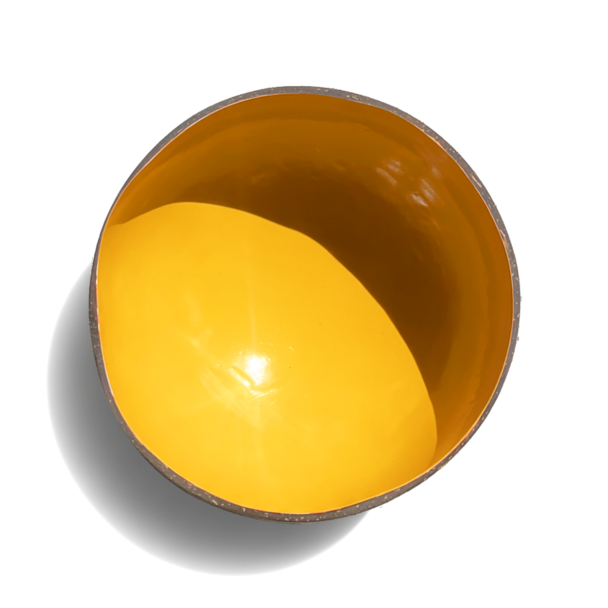 Dots Coloured Coconut Bowls by TIBA-TIBA – Mango Orange coloured coconut bowl, made in Indonesia, natural, eco-bowl, top view