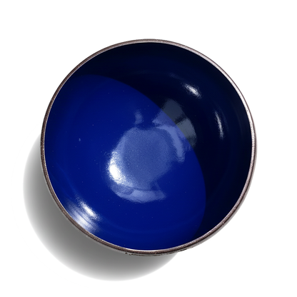 Dots Coloured Coconut Bowls by TIBA-TIBA – Ultramarine dark blue coloured coconut bowl, made in Bali tropical tableware, top view