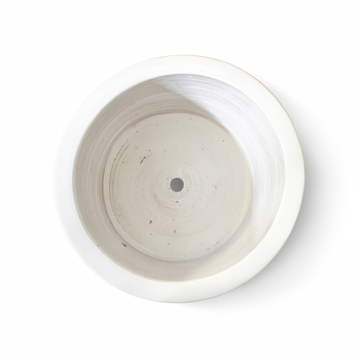 Fade Cylinder planter by TIBA-TIBA – Top view of outdoor ceramic planter with drainage hole. Handmade in Bali.