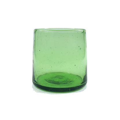 Tube Short Tumbler by TIBA-TIBA – sustainable, hand-blown in Bali green coloured glassware for tropical tables.