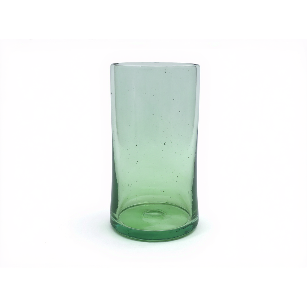 Green recycled glass Tube Tall Tumbler – hand-blown sustainable glassware by TIBA-TIBA, perfect for modern table settings.