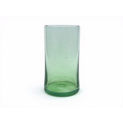 Green recycled glass Tube Tall Tumbler – hand-blown sustainable glassware by TIBA-TIBA, perfect for modern table settings.