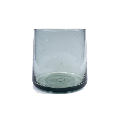 Tube Short Tumbler by TIBA-TIBA – sustainable, unique, hand-blown in Bali grey coloured glass for tropical cocktails.