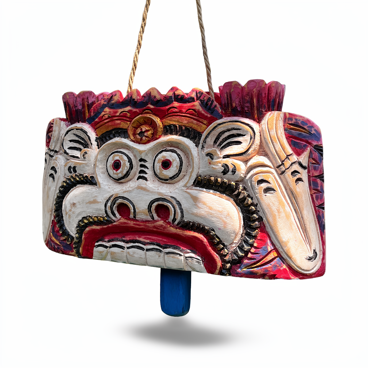 Lonceng Sapi Cowbell by TIBA-TIBA – 
Solid Mahogany hand-carved Bali cowbell with monkey motif.  