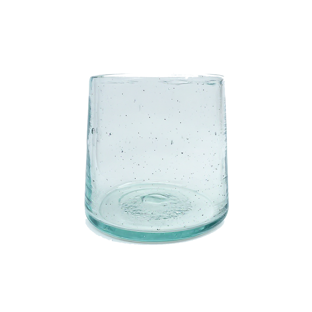 Tube Short Tumbler by TIBA-TIBA – sustainable, hand-blown in Bali clear coloured natural glassware for tropical tables.