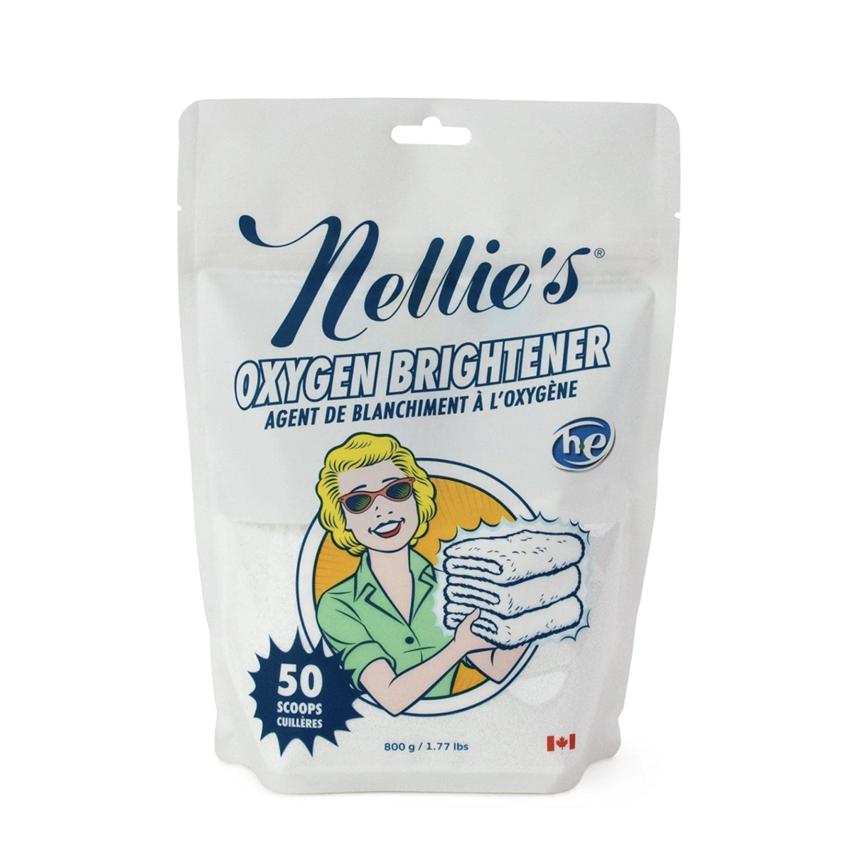 Nellie's Oxygen Brightener by TIBA-TIBA. 50 load pouch of natural, organic, septic-safe alternative to bleach for your laundry. 