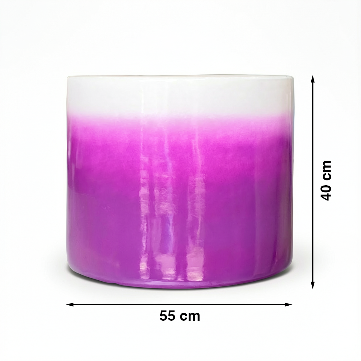 Fade Cylinder planter by TIBA-TIBA – Extra large purple and white outdoor ceramic planter with a glossy, ombre to white finish. Handmade in Bali.