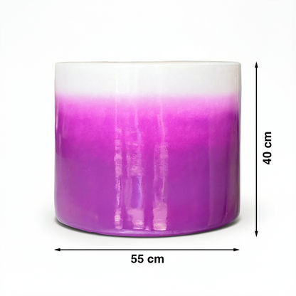Fade Cylinder planter by TIBA-TIBA – Extra large purple and white outdoor ceramic planter with a glossy, ombre to white finish. Handmade in Bali.