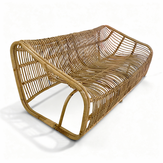 Bucket 2-Seater Sofa by TIBA-TIBA – Italian rattan sofa with sculptural curved frame.