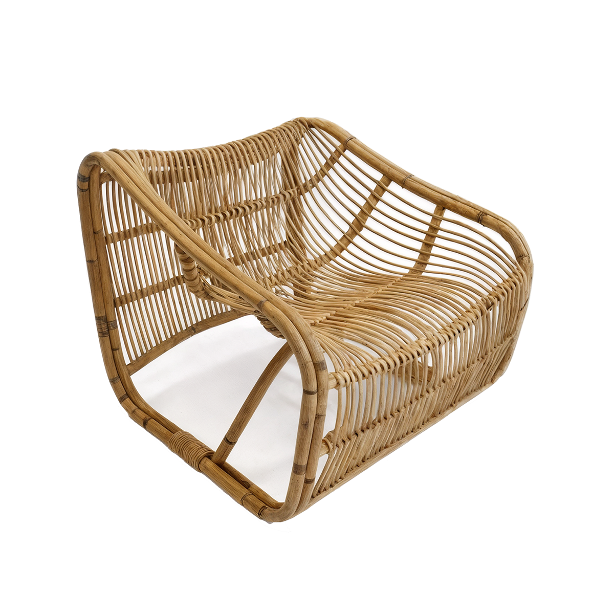 Bucket Lounge Chair by TIBA-TIBA – Modern rattan lounge chair with organic curves hand crafted in Bali for relaxed tropical living.