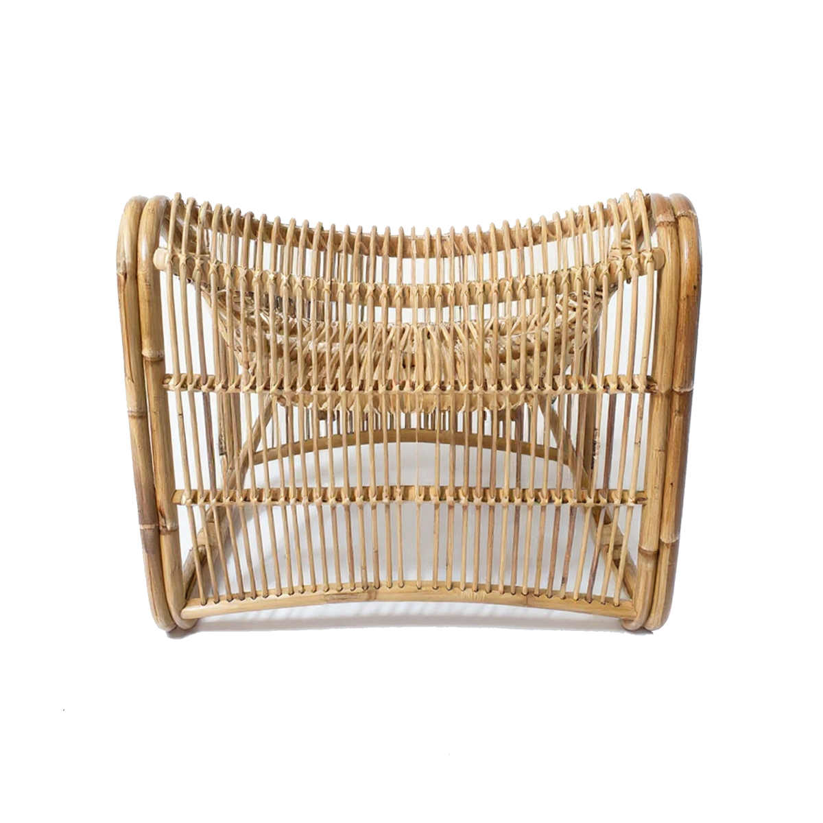 Bucket Lounge Chair by TIBA-TIBA – handwoven natural rattan lounge chair with sweeping curves and low modern design, hand crafted in Bali for relaxed tropical living.