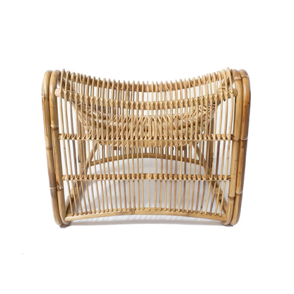 Bucket Lounge Chair by TIBA-TIBA – handwoven natural rattan lounge chair with sweeping curves and low modern design, hand crafted in Bali for relaxed tropical living.
