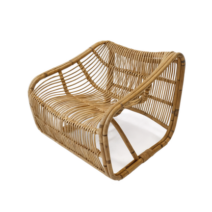 Bucket Lounge Chair by TIBA-TIBA – unique natural rattan lounge chair with organic curves and modern Italian design, hand crafted in Indonesia for relaxed tropical living.