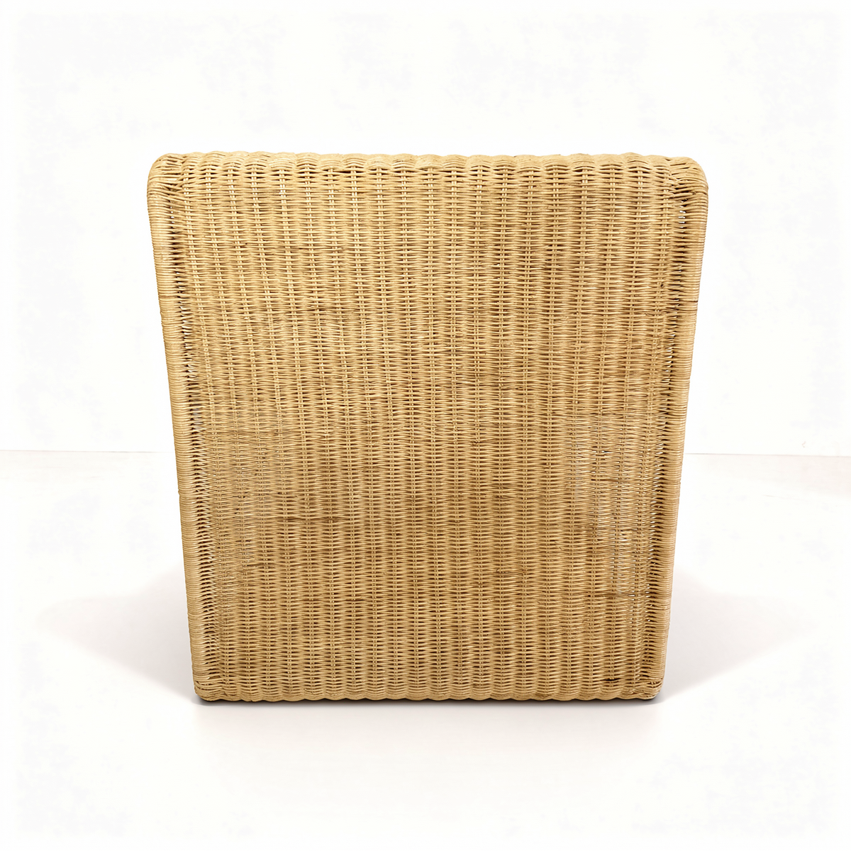 Geo Lounge Chair by TIBA-TIBA – Rear view of aluminium framed wicker lounge chair with minimalist form, natural finish handcrafted in Indonesia.