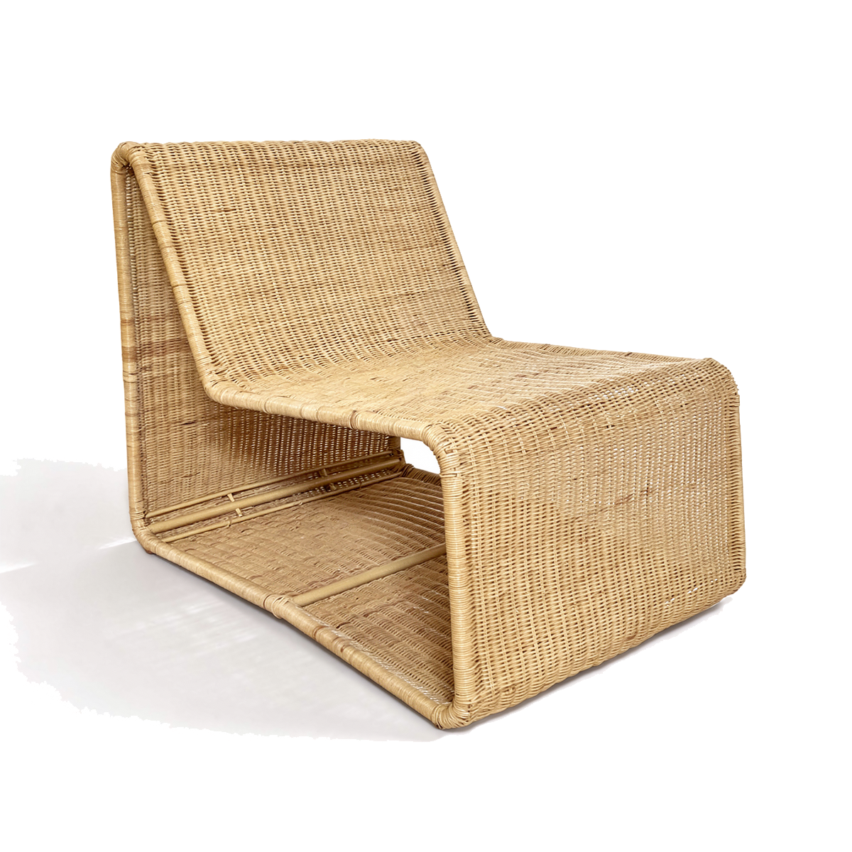 Geo Lounge Chair by TIBA-TIBA –  Rattan lounge chair with aluminium frame in geometric shape handcrafted in Indonesia.