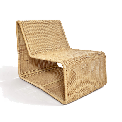Geo Lounge Chair by TIBA-TIBA –  Rattan lounge chair with aluminium frame in geometric shape handcrafted in Indonesia.