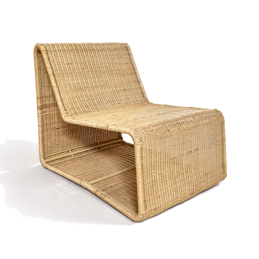 Geo Lounge Chair by TIBA-TIBA –  Rattan lounge chair with aluminium frame in geometric shape handcrafted in Indonesia.