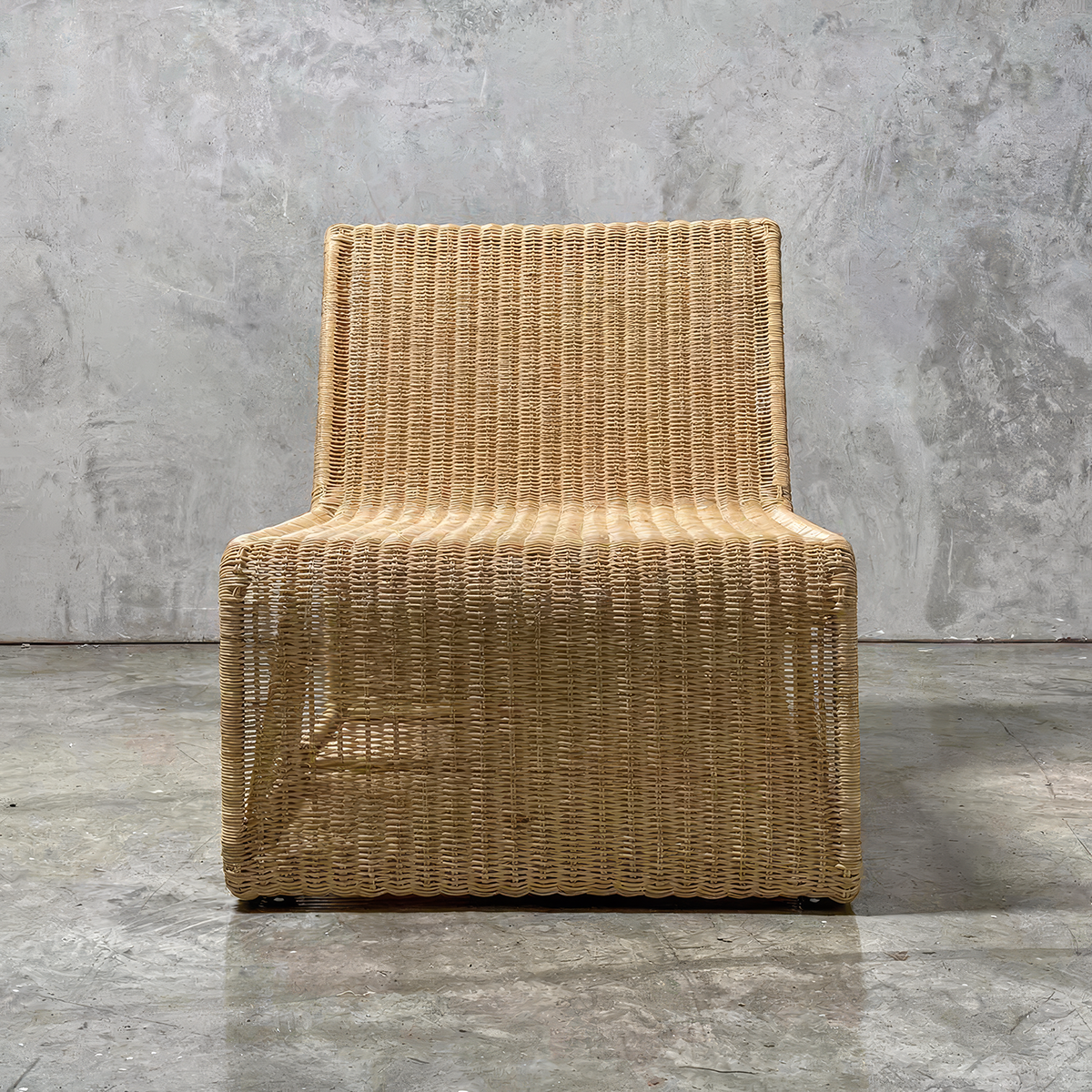 Geo Lounge Chair by TIBA-TIBA – Handwoven modern rattan lounge chair with angular form handcrafted in Indonesia.