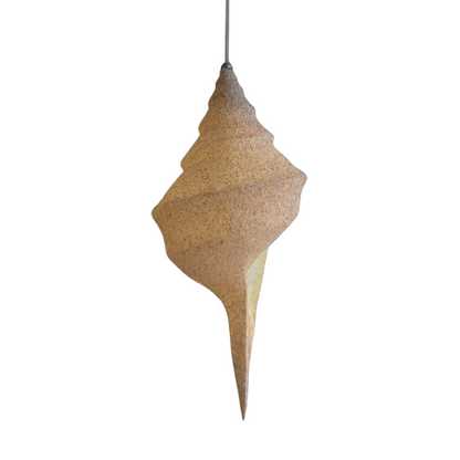 Keong Pendant Light by TIBA-TIBA - Sand textured resin seashell conch pendant light on a white background