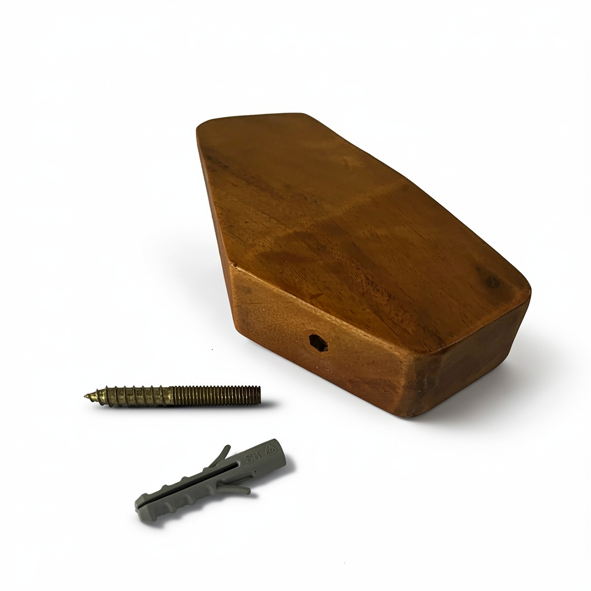 Fin Wall Hook by TIBA-TIBA -  Solid teak minimalist wooden wall hook with screw hardware. 