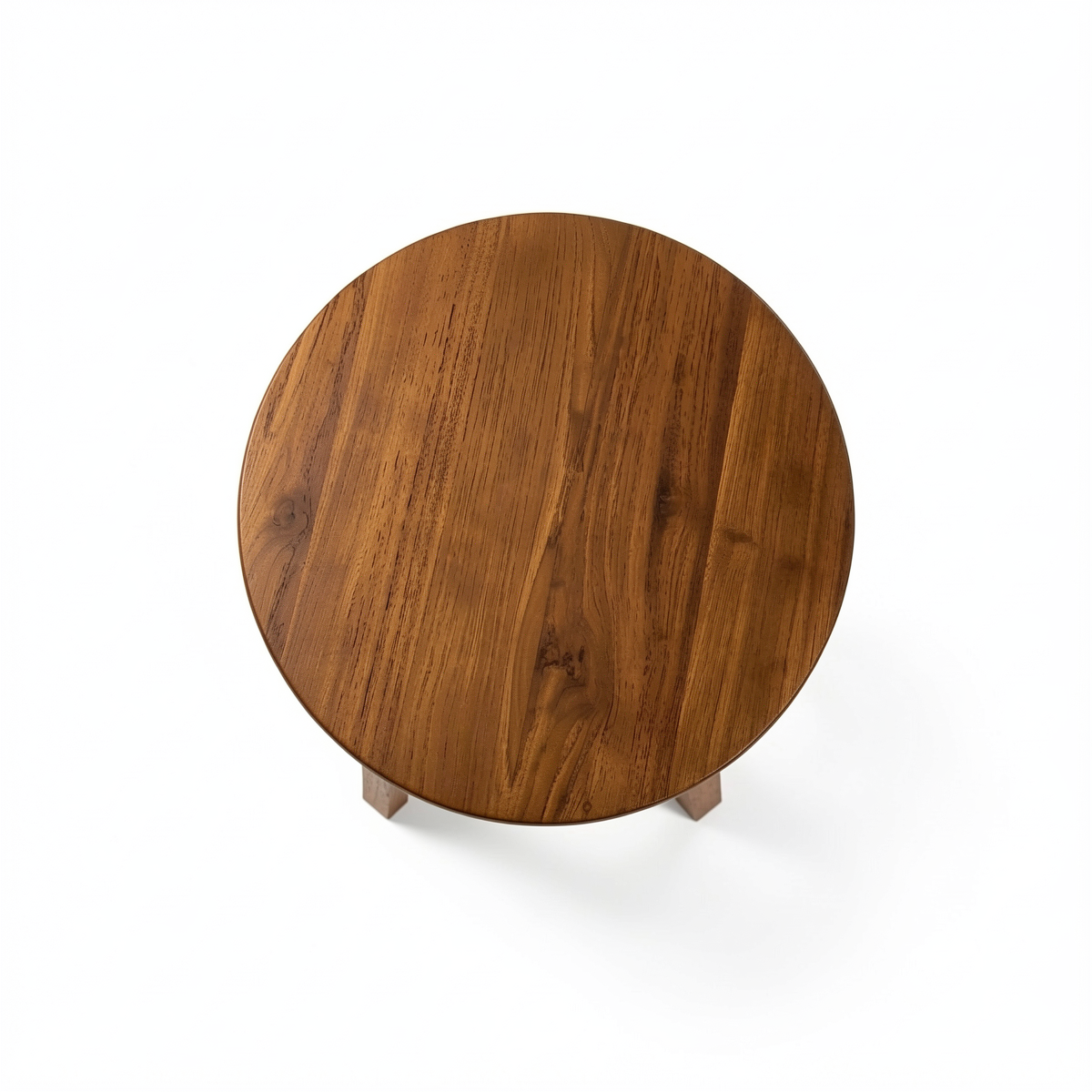 Three Sixty Stool by TIBA-TIBA – handcrafted thick teak modern wood stool seat, top view