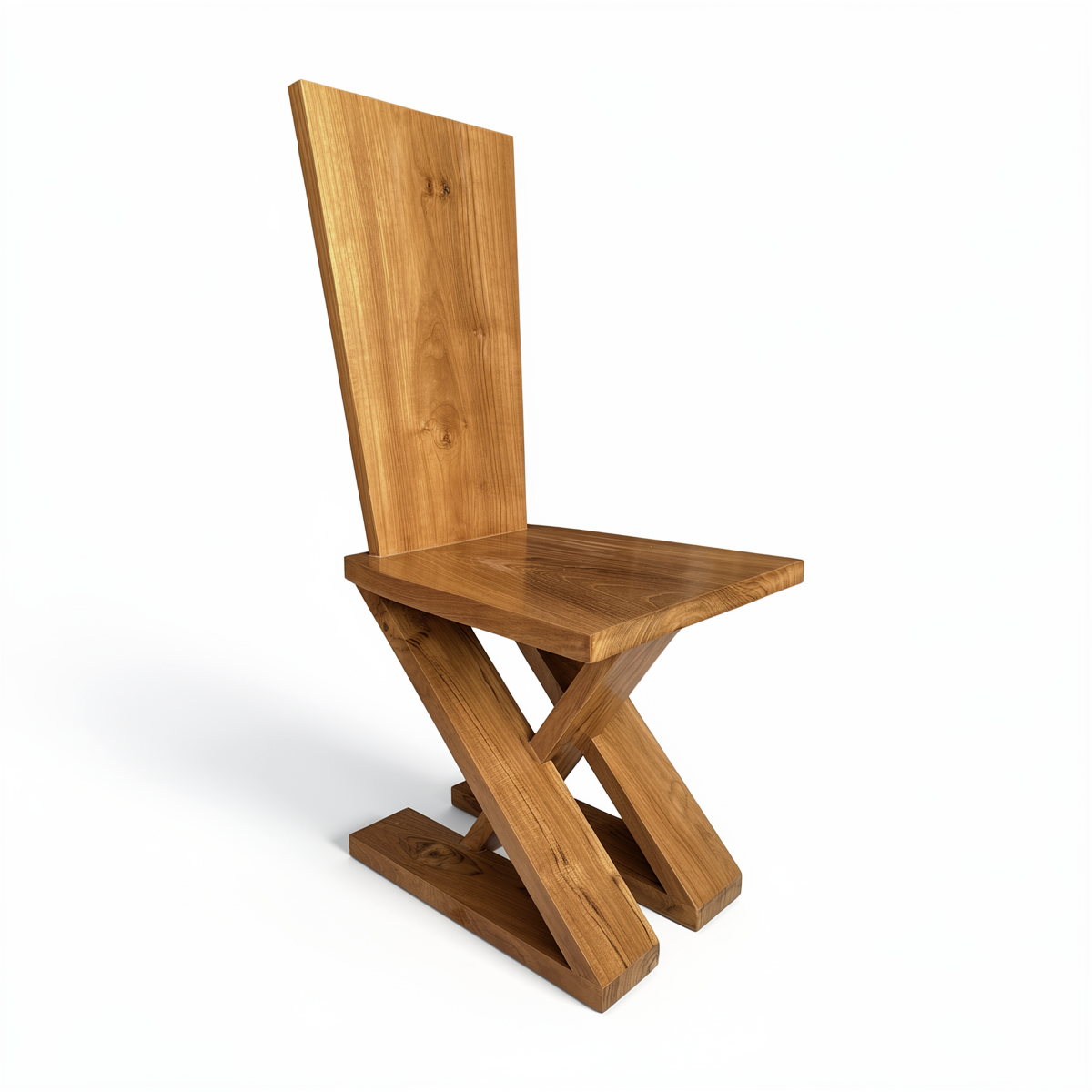 Zag-Zig Chair by TIBA-TIBA – contemporary teak dining chair from a single plank of wood with high back. 