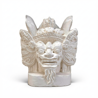 Barong Sculpture by TIBA-TIBA – white concrete Balinese Barong tropical table decor. 