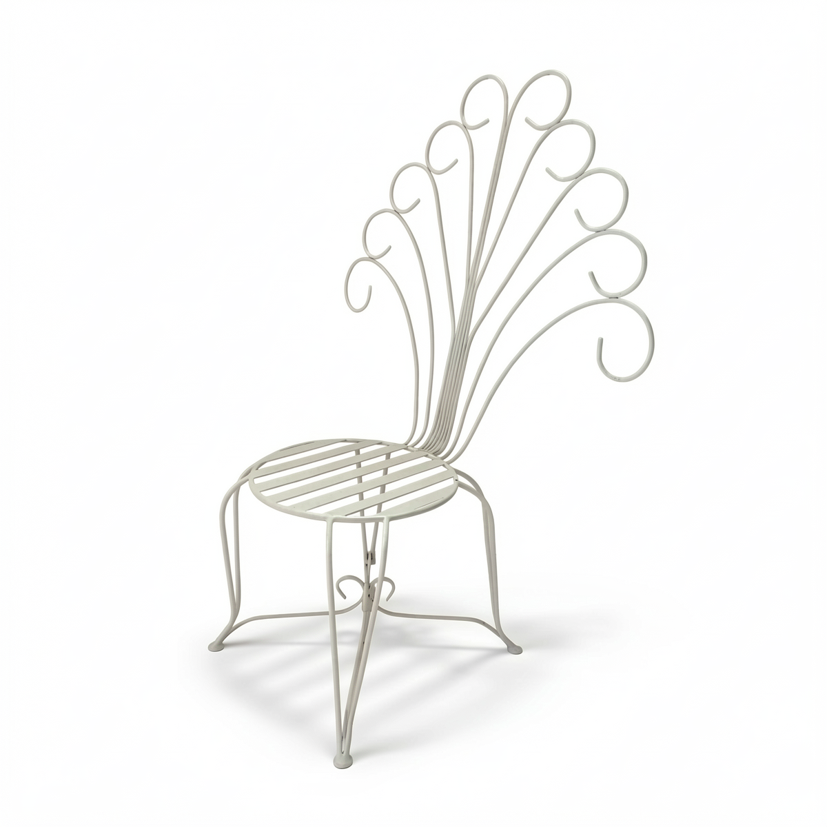 Plume Chair by TIBA-TIBA – white powder coated steel Italian-style garden chair with curved steel backrest. 