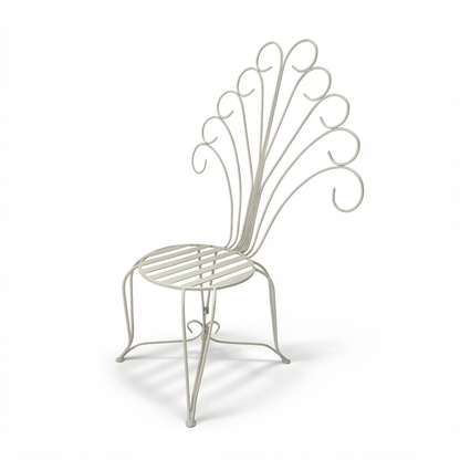 Plume Chair by TIBA-TIBA – white powder coated steel Italian-style garden chair with curved steel backrest. 
