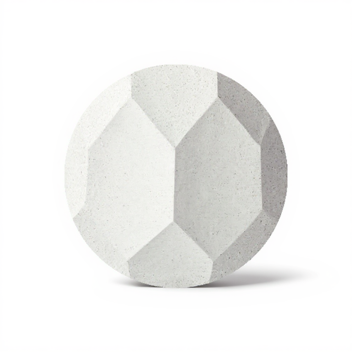 Jetty Side Table by TIBA-TIBA — sculptural white stone texture of geometric hexagons part of the modern tropical furniture collection.