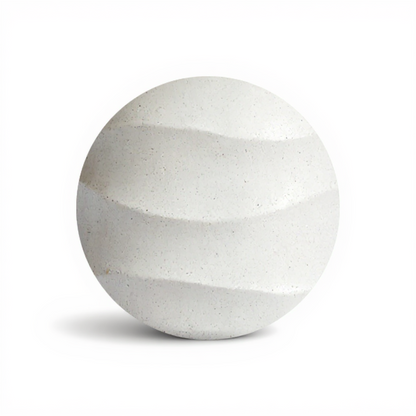 Jetty Side Table by TIBA-TIBA — sculptural white stone texture of horizontal waves part of the modern tropical furniture collection.