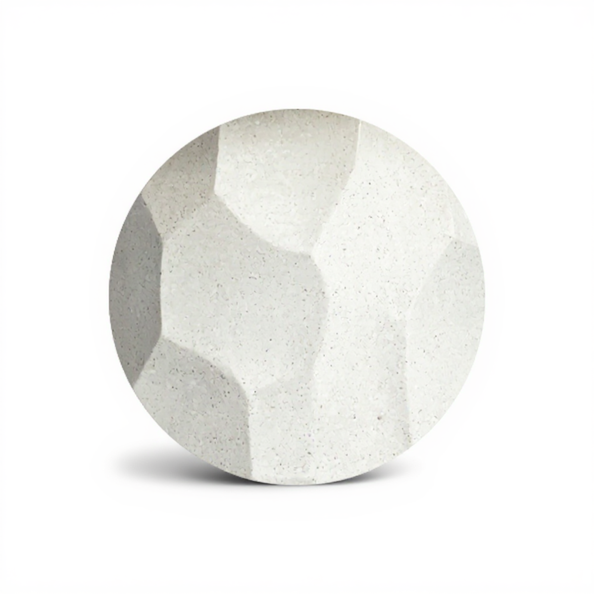 Jetty Side Table by TIBA-TIBA — sculptural white stone texture of random geometric hexagons part of the modern tropical furniture collection.