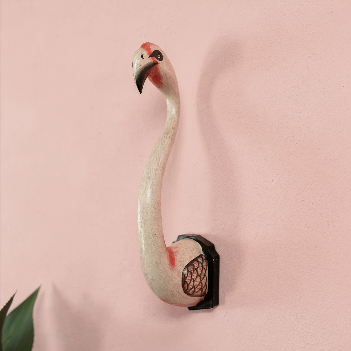 Flamingo Bird Bust by TIBA-TIBA - tropical wall decor of a hand-painted pink flamingo bust.