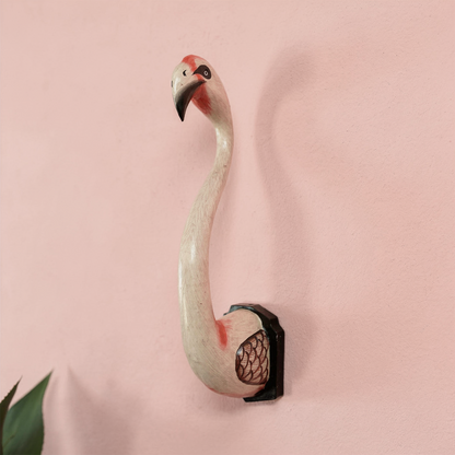 Flamingo Bird Bust by TIBA-TIBA - tropical wall decor of a hand-painted pink flamingo bust.