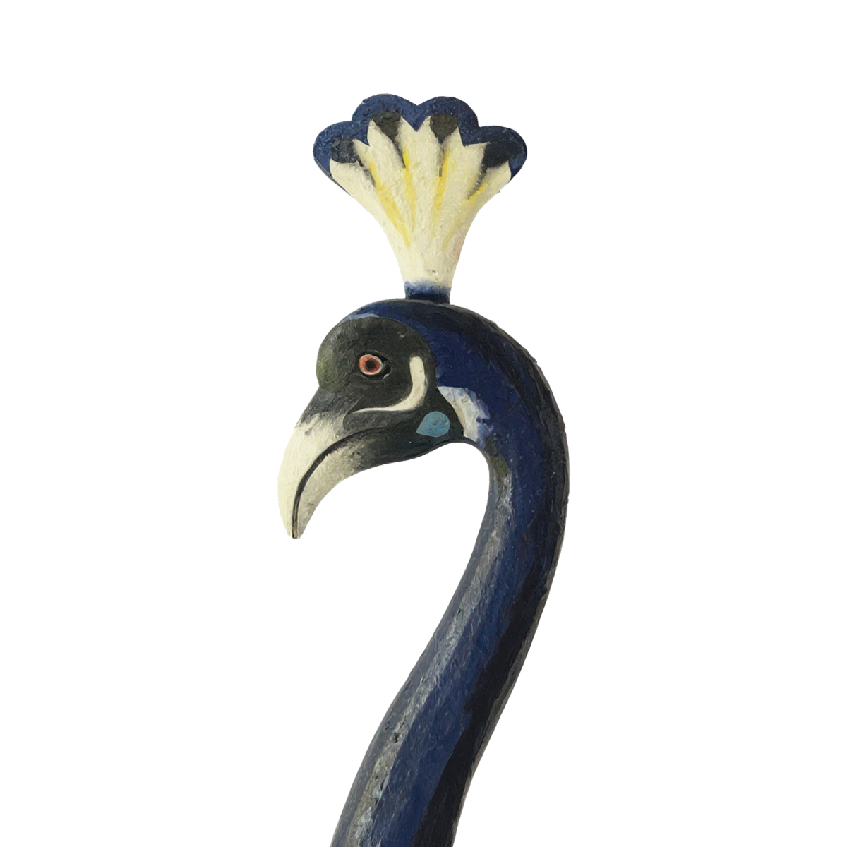 Peacock Bird Bust by TIBA-TIBA - side view close up detail of peacock head wall decor. 