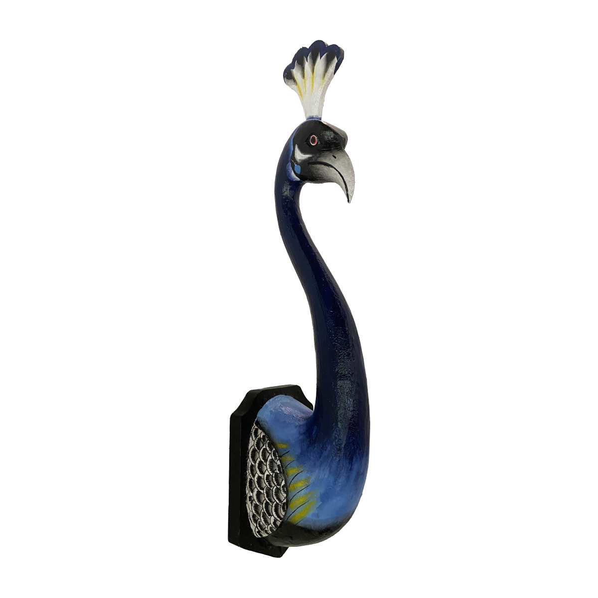 Peacock Bird Bust by TIBA-TIBA – tropical wall decor of a handpainted wooden blue peacock