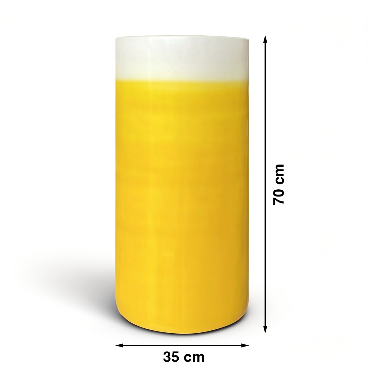 Fade Cylinder planter by TIBA-TIBA – Yellow and white terracotta planter with a glossy, ombre finish. Designed and made in Indonesia. 